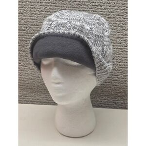 Peekaboos Ponytail Hat Gray Marl Cable Knit Fleece Lined‎ Beanie Made in USA